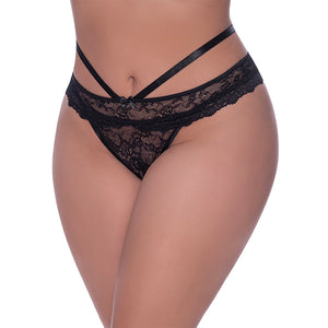 MS Ooh La Lace PeekaBoo Cheeky Blk QS