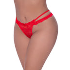 Ms Ooh La Lace Cross Split Tanga Red Qs
