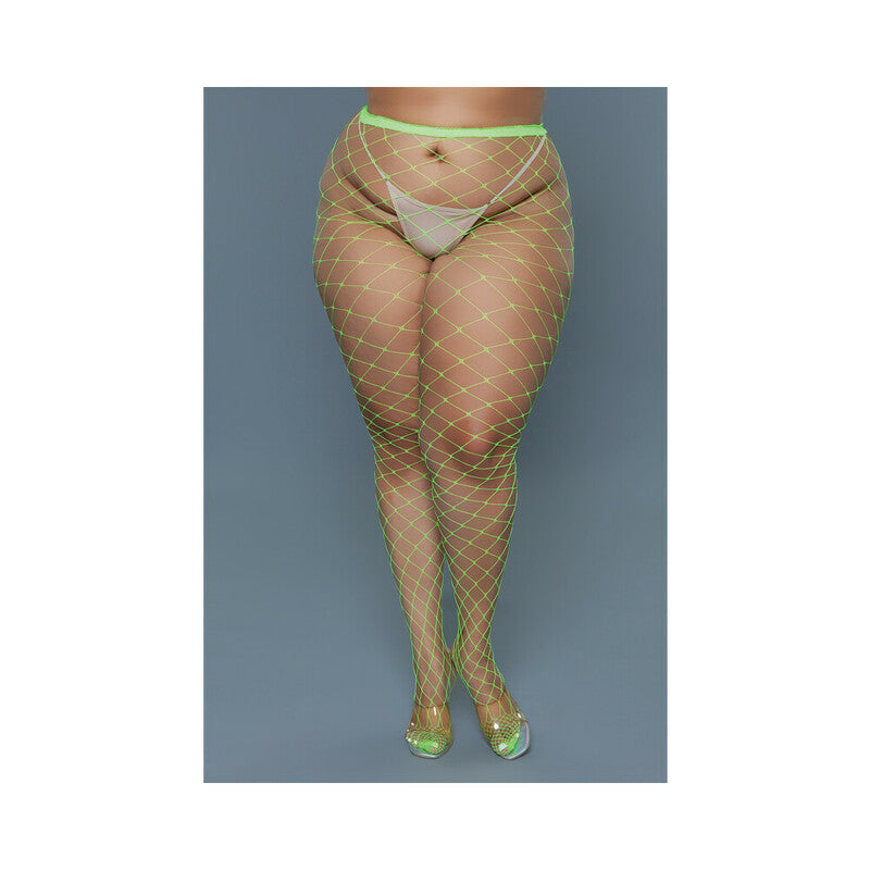 Oversized Fishnet Pantyhose Neongreen Q
