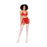 DG Bralette Garter Belt GString Ruby OS