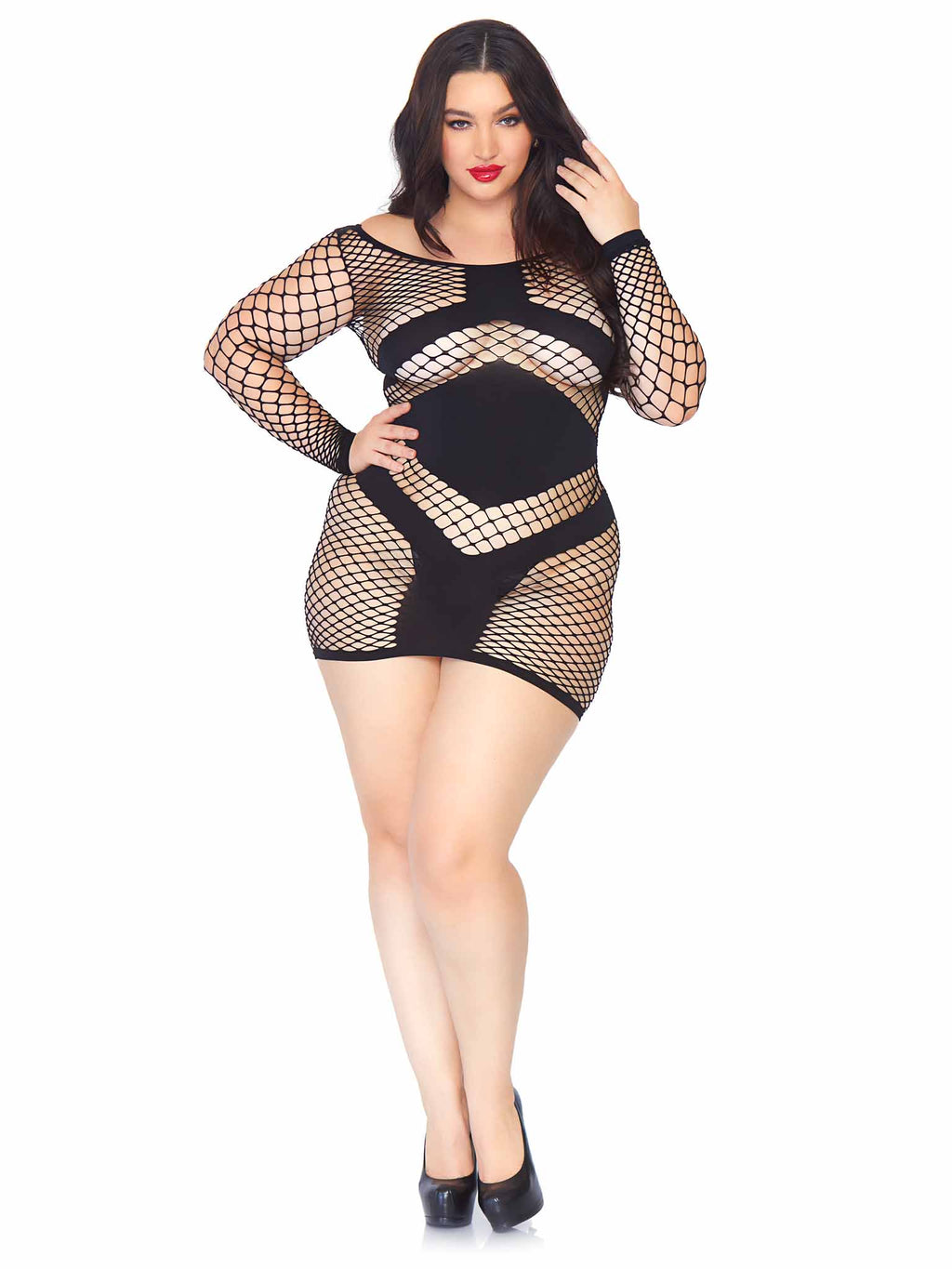 Diamond net long sleeved mini