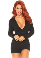 Leg Avenue Brushed rib romper long johns Black Color
