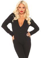 Leg Avenue Cozy brushed rib long johns wi Black Color