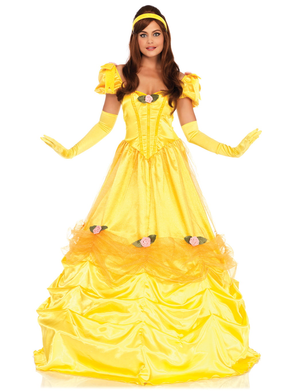 3PC.Bell of the Ball,long satin ball gown,head piece and clear straps
