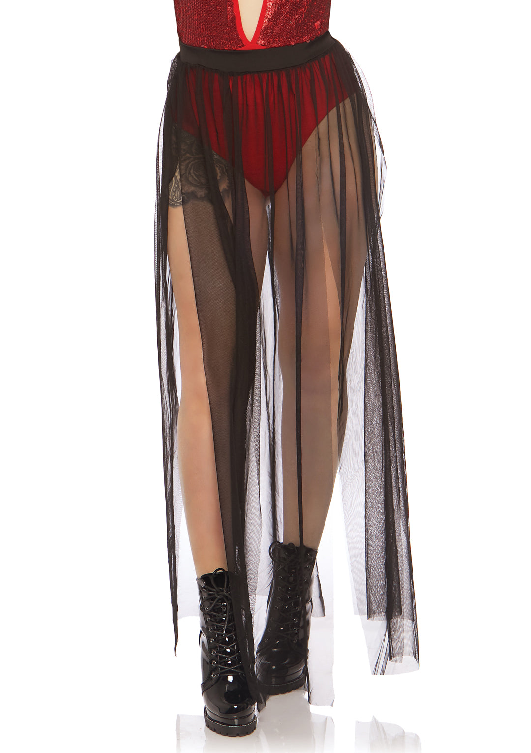 Leg Avenue Multi slit sheer skirt Black Color