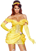 3 PC Storybook Bombshell, includes mini ball gown with attached garters and flower accent, detachable clear straps, and matching