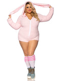 Cuddle Bunny, features ultra soft zip up teddy with bunny ear hood and cute bunny tail.