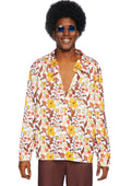 Leg Avenue Mens 70s floral shirt. Multicolor Color