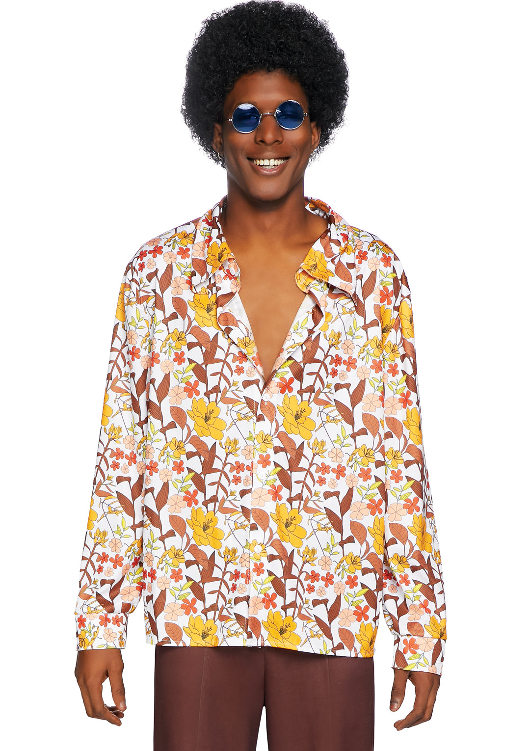 Leg Avenue Mens 70s floral shirt. Multicolor Color