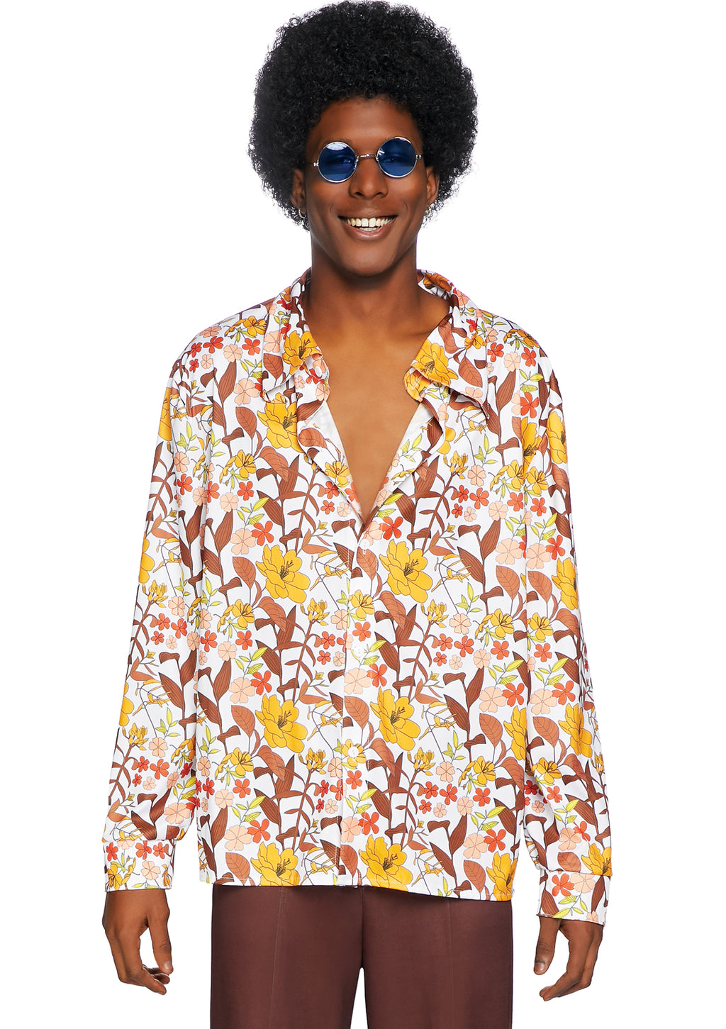 Leg Avenue Mens 70s floral shirt. Multicolor Color
