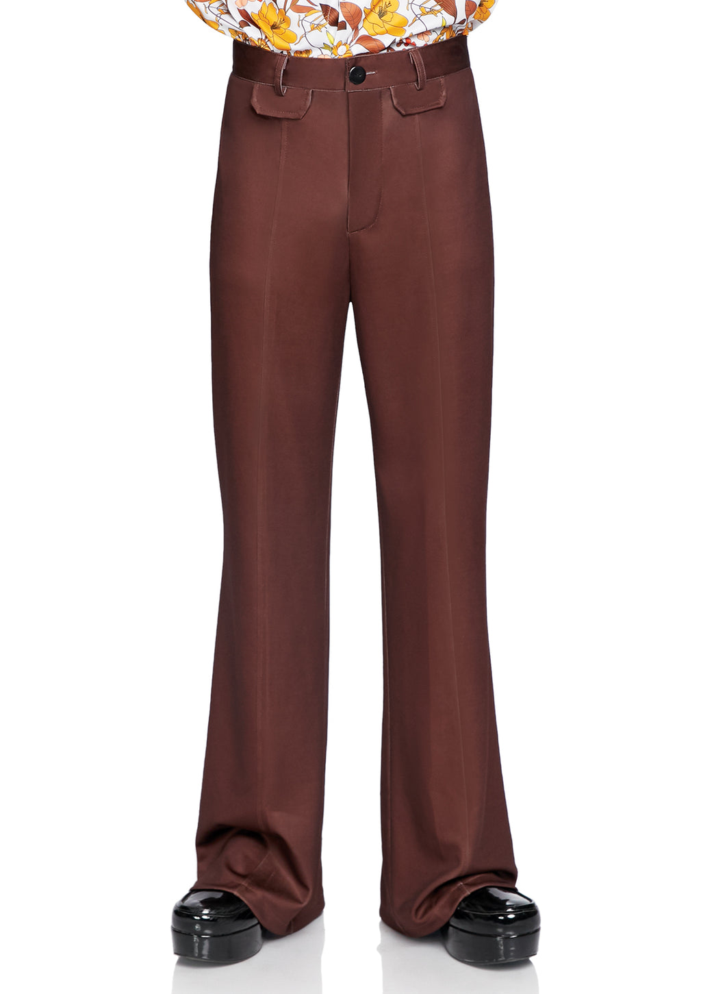 Leg Avenue Mens Bell Bottom Pants. Brown Color