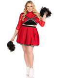 3 PC Varsity Babe, includes crop top with cheer logo, pleated skirt, and pom poms