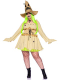 3 PC Bugged Out Baddie, includes dress with waist cincher detail and gloved sleeve, choker, and hat with spider accent.