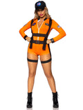 3 PC Space Commander, includes zip-up romper with badge accents, garter harness, and matching hat.