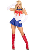 3 PC Sexy Sailor, includes snap crotch bodysuit with pleated skirt, pin on back bow, and gloves.