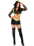 3 Pc Five Alarm Fire Fighter includes crop top, harness, and skirt