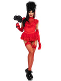 3 PC Beetle Babe, includes lace ruffle garter bodysuit, pin-on bustle bow, and veil.