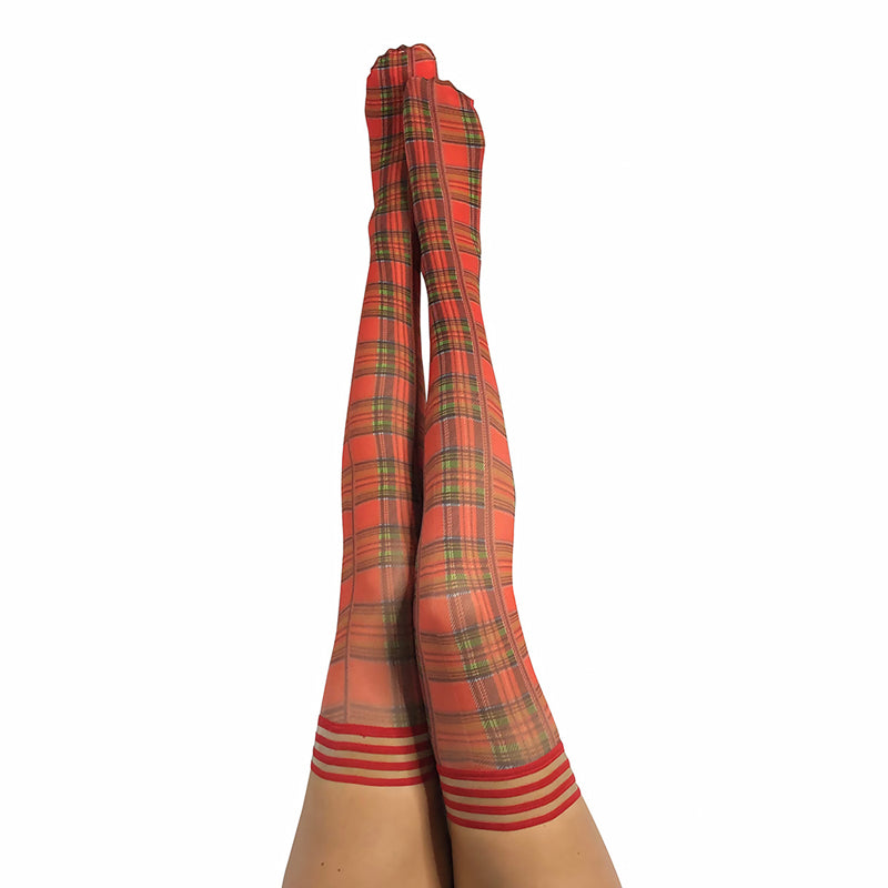 Kixies Grace Plaid ThighHigh Red Size B