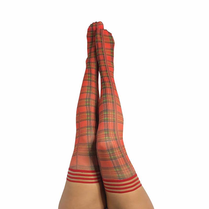 Kixies Grace Plaid ThighHigh Red Size D