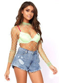 Leg Avenue High neck fence net long sleev Neon Green Color