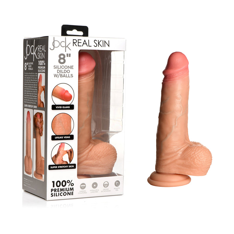 Jock Real Skin Sili Dildo wBalls 8in Li