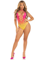 Seamless ombre halter bodysuit.