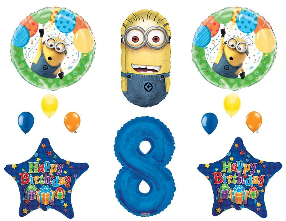 8Th Despicable Me Minions Happy Birthday Party Balloons Decorations Supplies