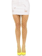 Leg Avenue Spandex Diamond Panty Hose, O/S, NEON YELLO