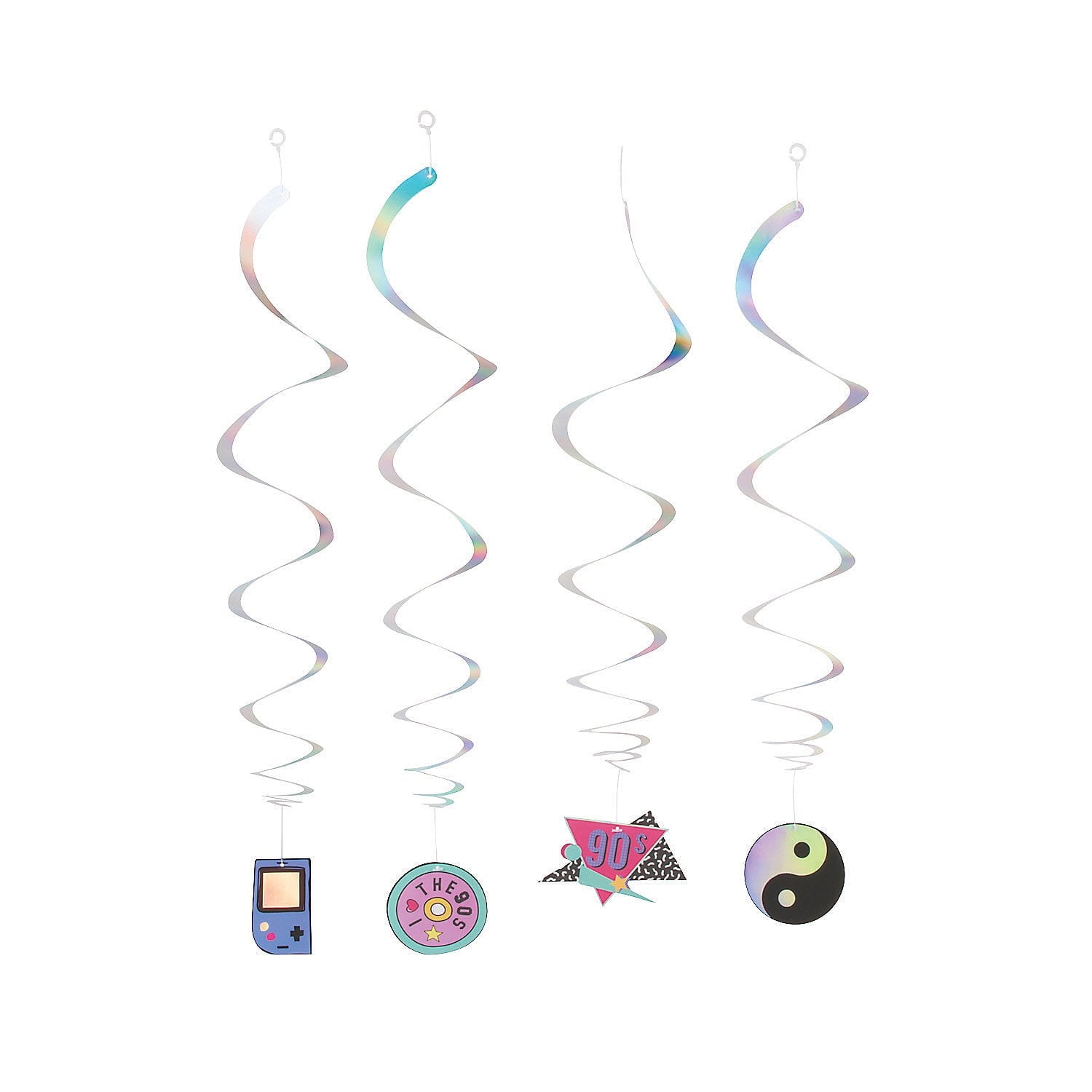 90S Hanging Swirls - Party Decor - 4 Pieces