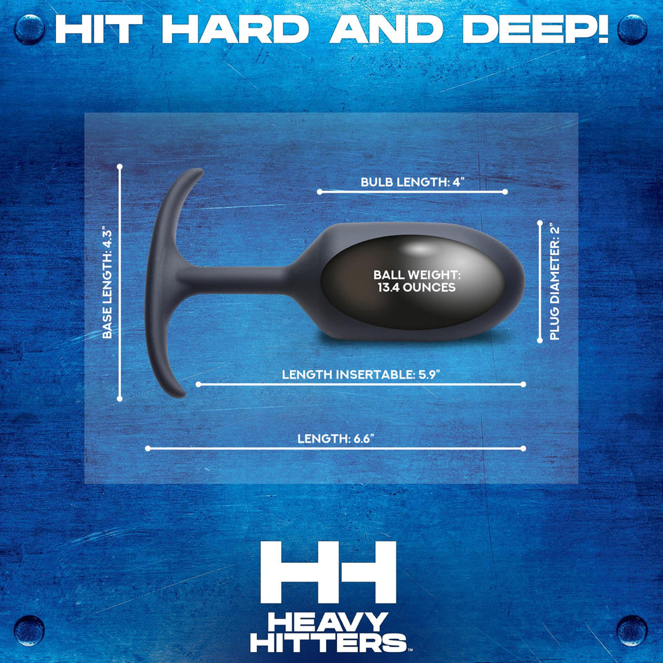 HEAVY HITTERS Premium Silicone Weighted Anal Plug - Extra Large, Black