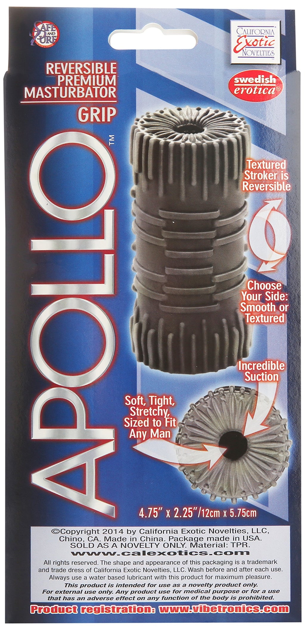California Exotics Apollo Reversible Masturbator Grip, Grey