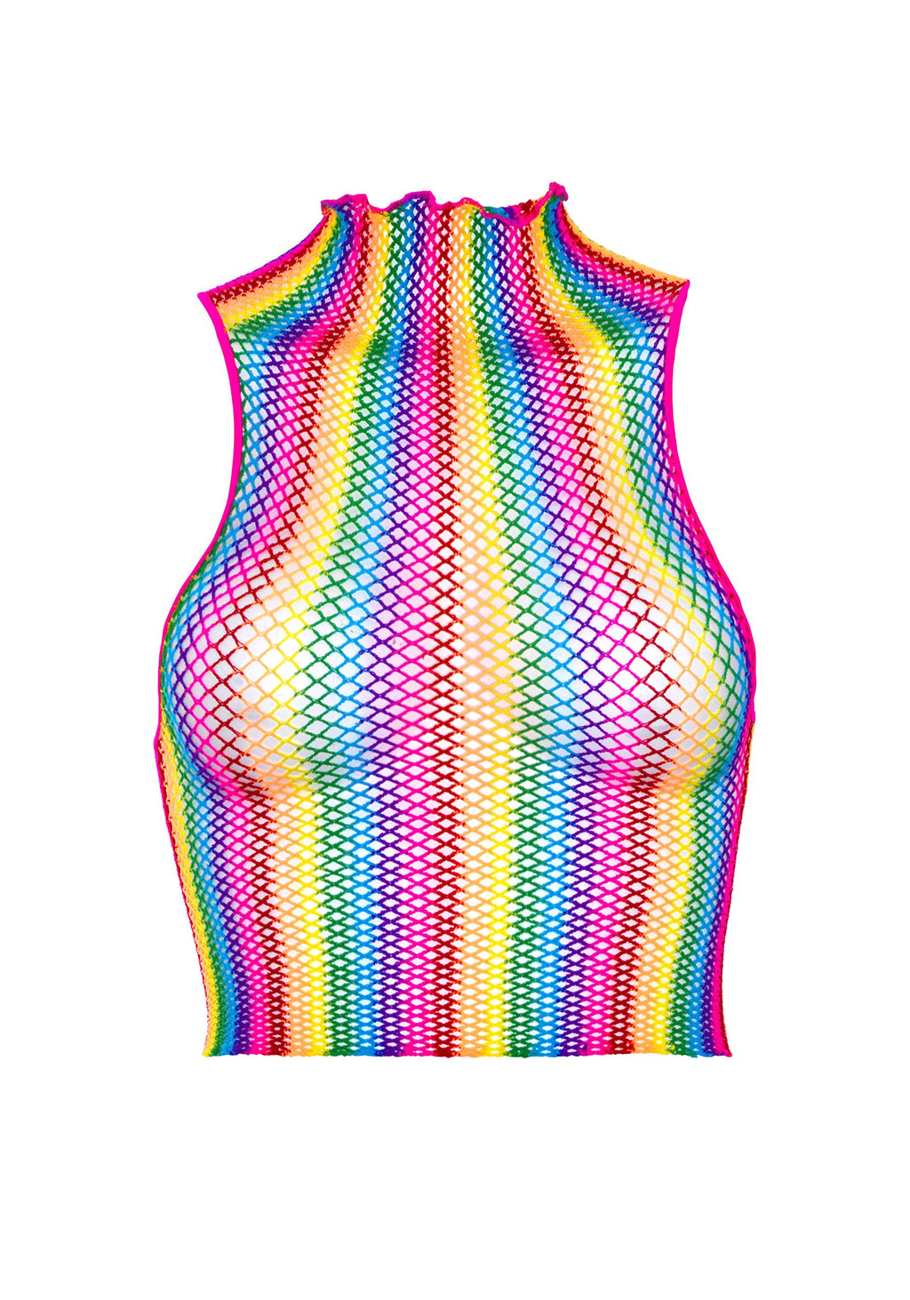 Rainbow Net High Neck Crop Top - O/S / Multicolor