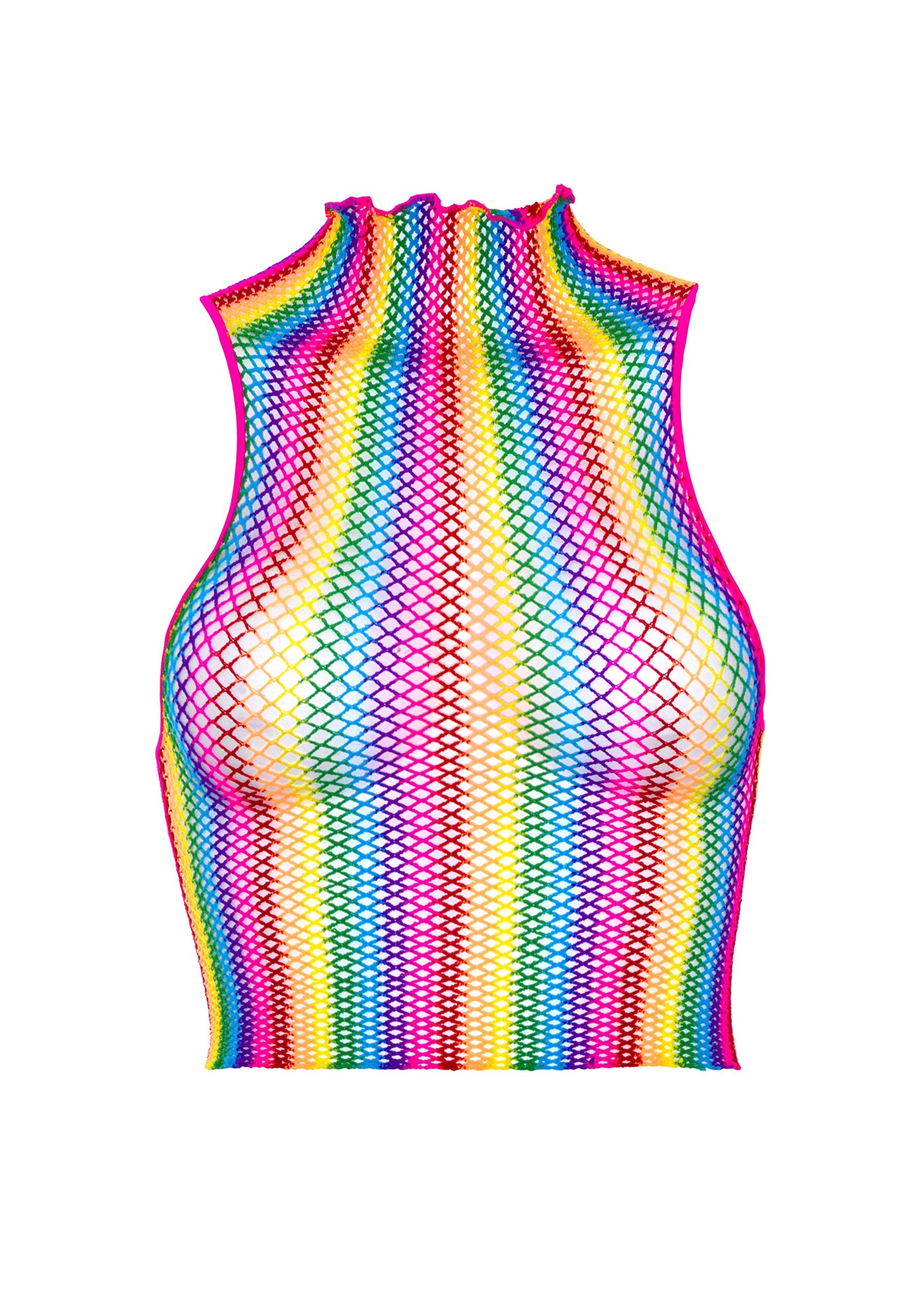 Rainbow Net High Neck Crop Top - O/S / Multicolor