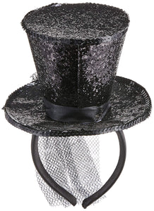 Mini Top Hat On Headband - Black