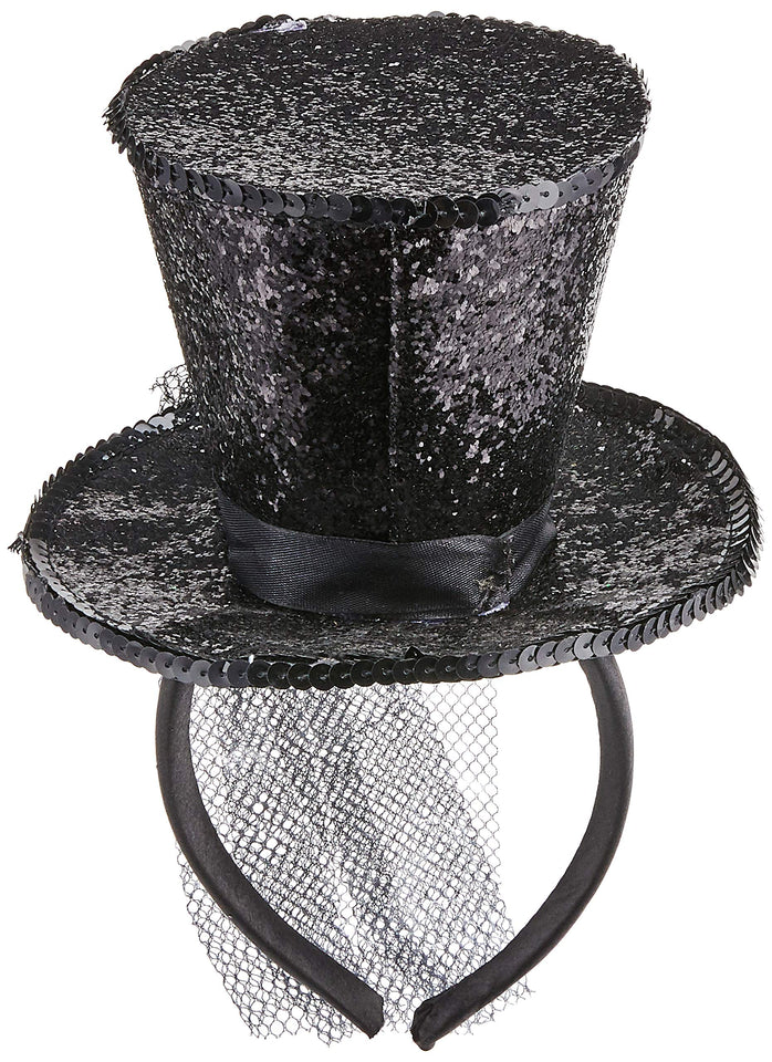 Mini Top Hat On Headband - Black
