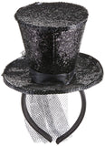 Mini Top Hat On Headband - Black