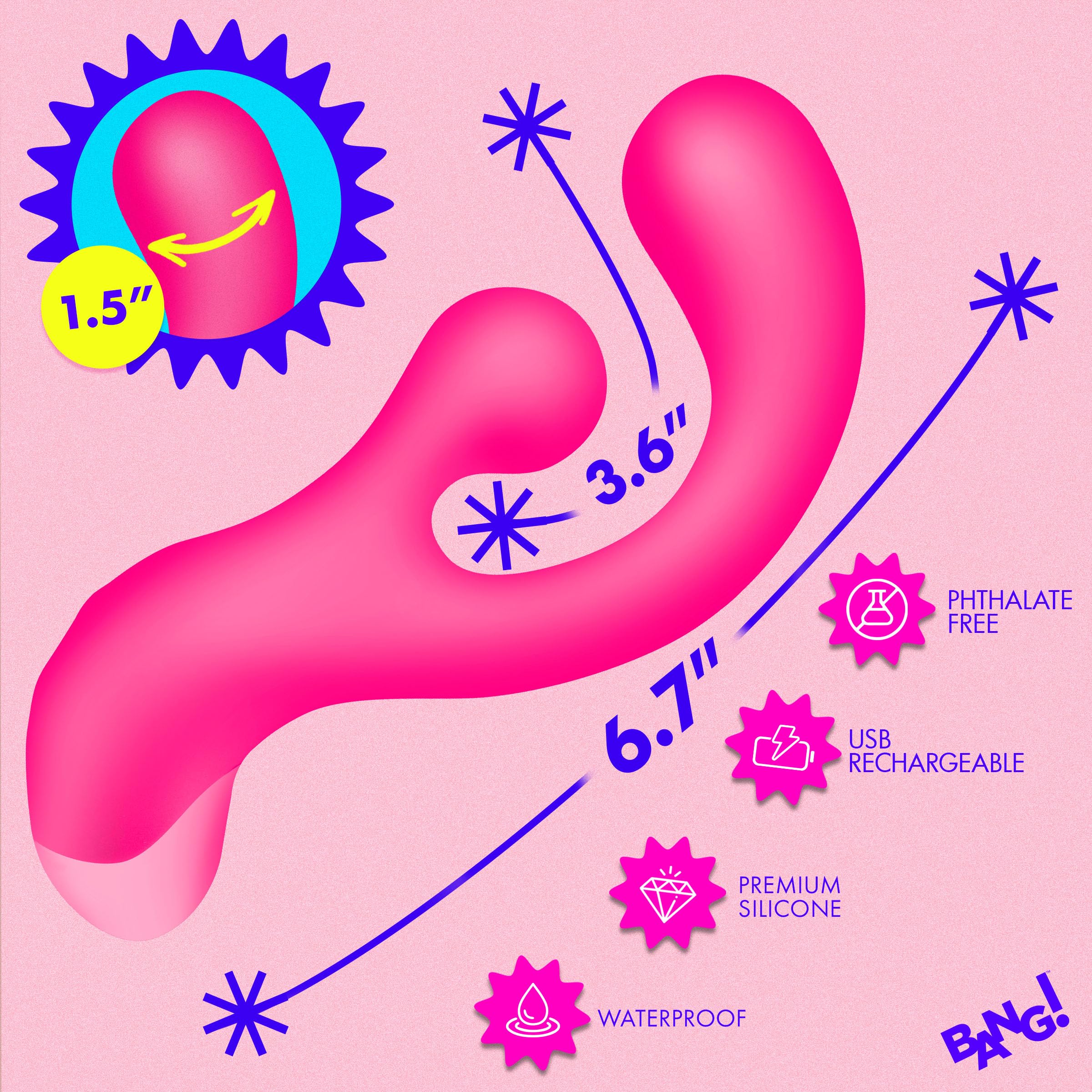 BANG! Gyro Rabbit Silicone Vibrator Pink