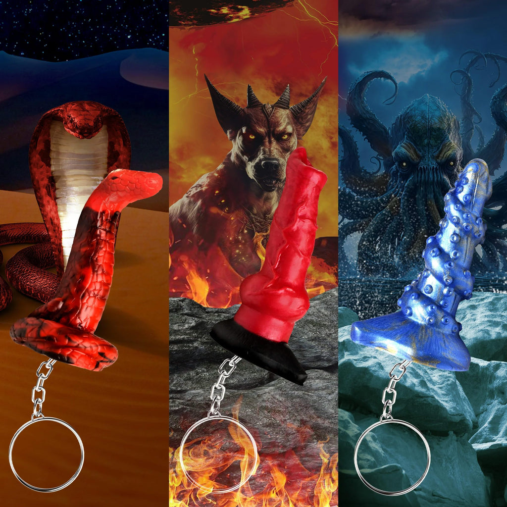 Creature Cocks 3Pc Silicone Keychain Set