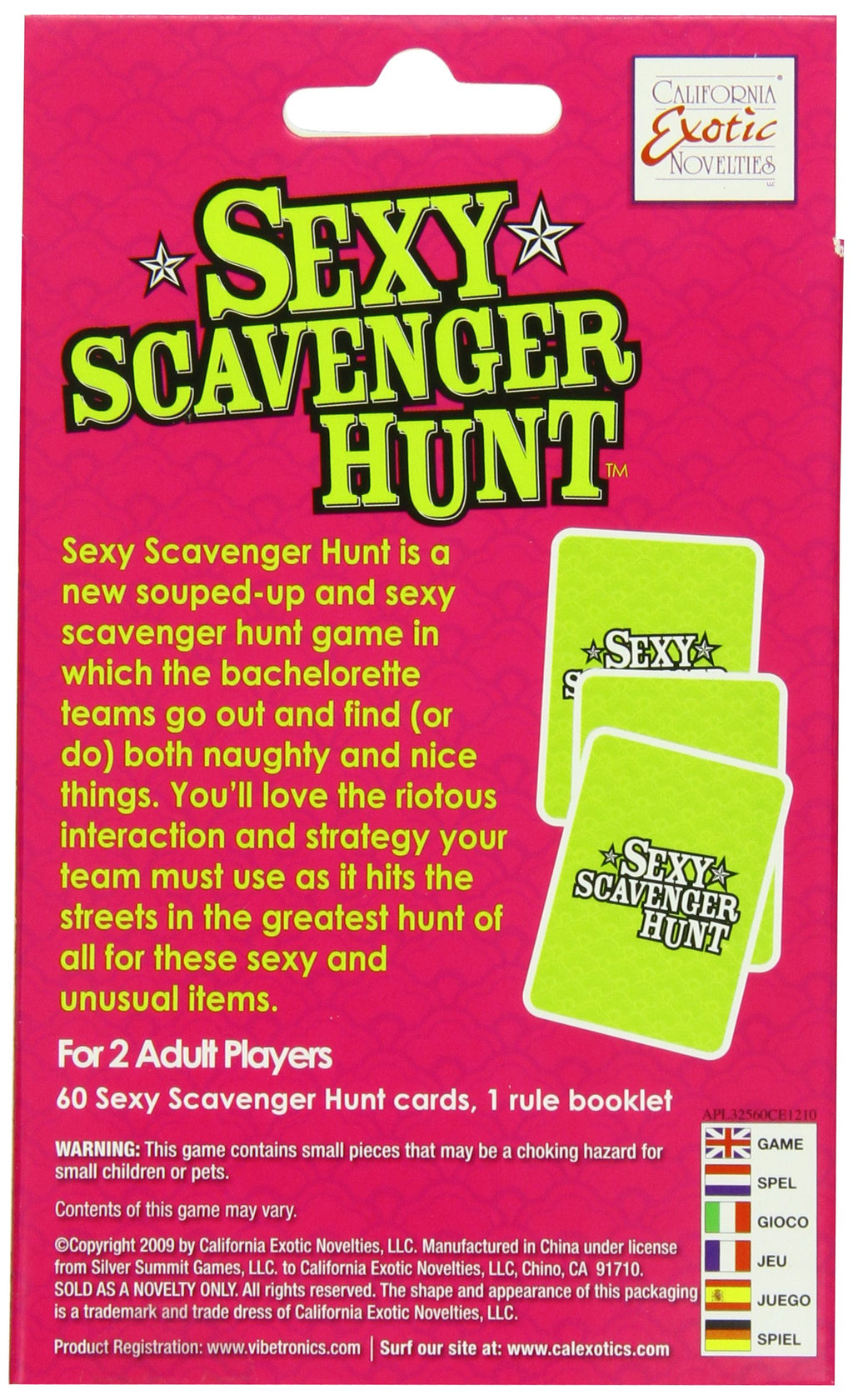 California Exotic Novelties Sexy Scavenger Hunt Game
