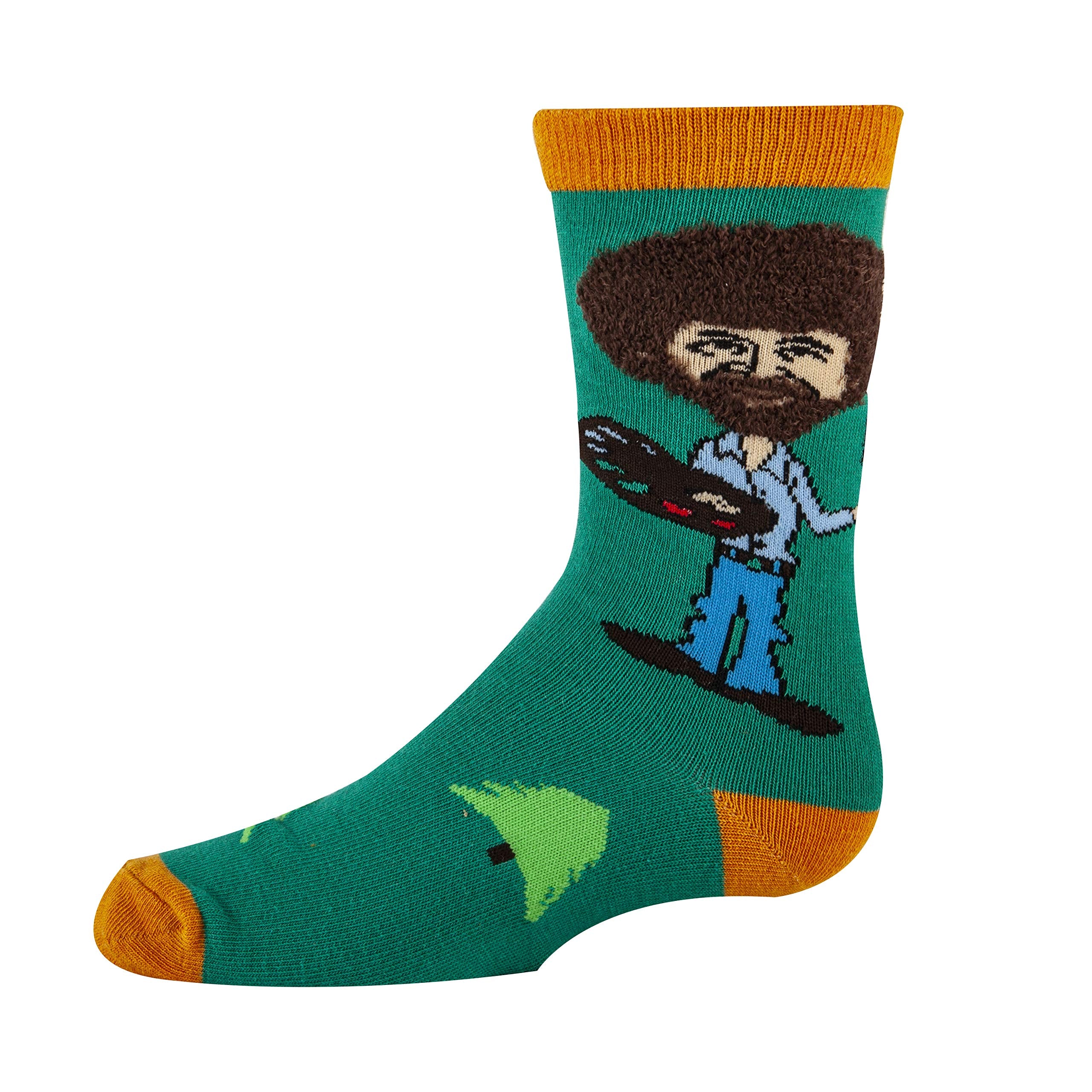 Kids Novelty Crew Socks, Funny Crazy Socks 6 to 8 years for Boy and Girl -True Bob Ross