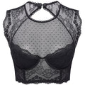 DOBREVA Womens Lace Corset Top Sexy Bralette Bustier Bra Underwire Plus Size Crop Top Black 38C
