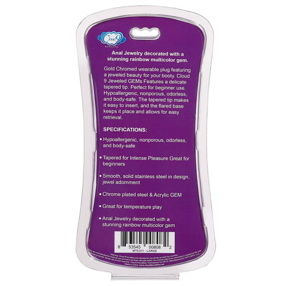 Cloud 9 Novelties Cloud 9 Novelties Gems Gold Chromed Anal Plug, Large