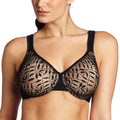 Olga Womens Sheer Leaves Minimizer Bra, Black and French Toast, 34DD