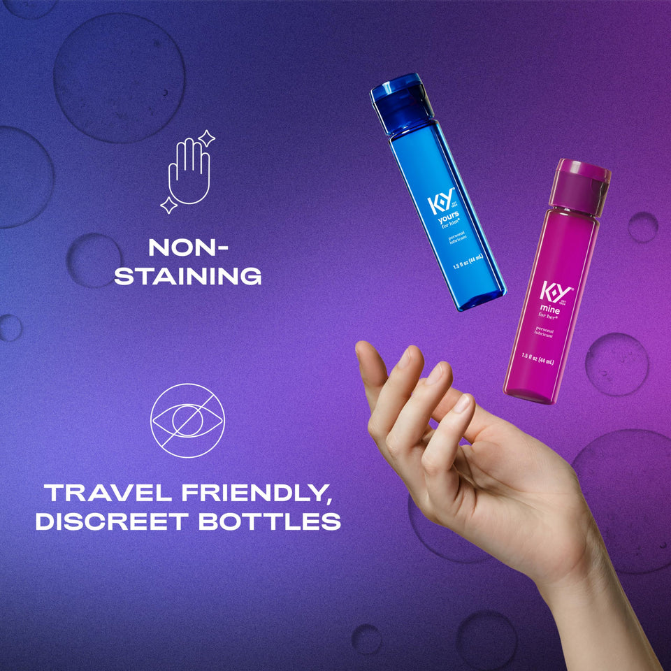 K-Y Yours + Mine Couples Lubricant Adult Toy Friendly Personal Lubricant & Intimate Gel For Couples Men Women Sex Lube Clear 2 X 1.5 Fl Oz 2 Count (Pack Of 1)