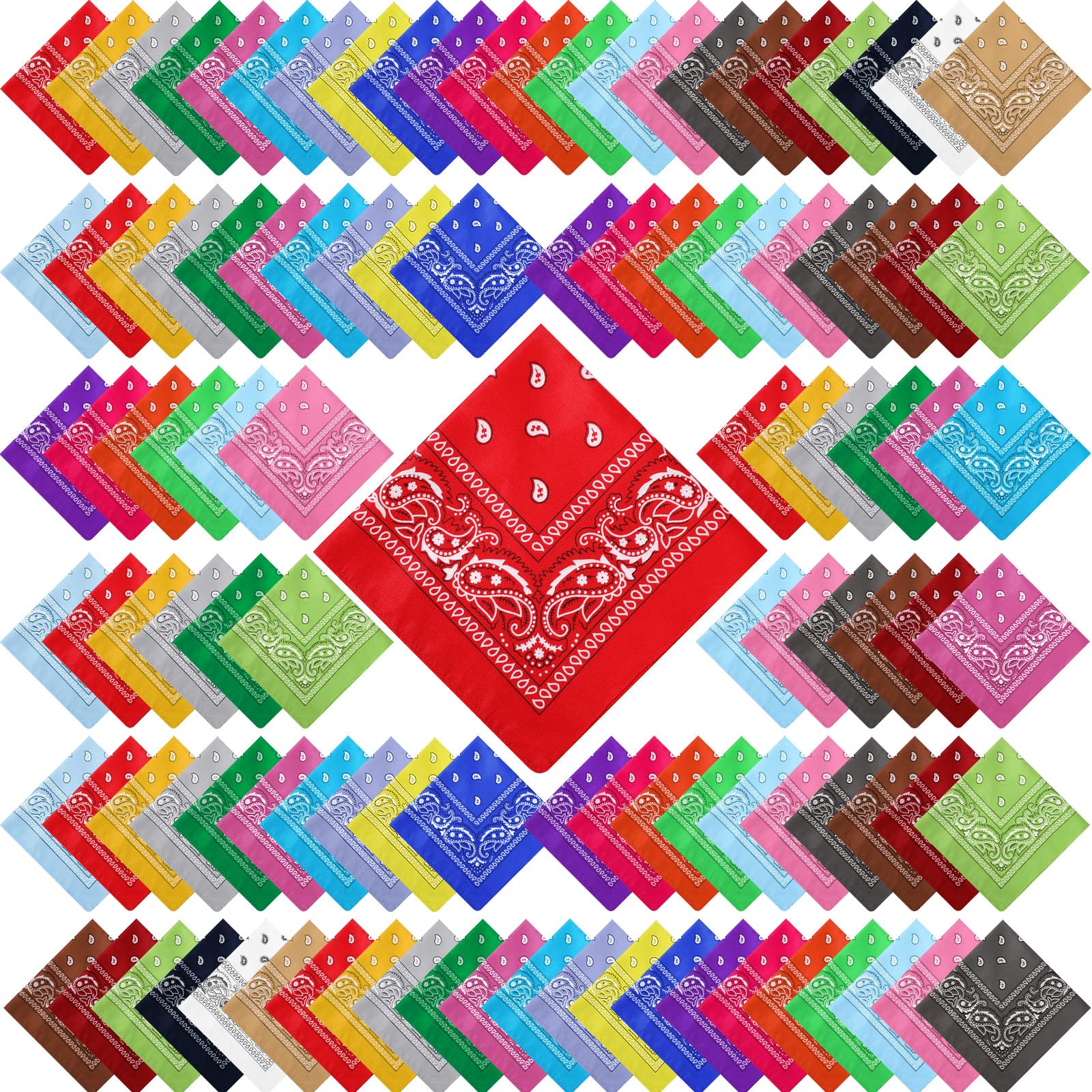 Handepo 150 Pcs Bandanas Bulk, Colorful Paisley Bandanas Unisex Head Wrap Scarf Cowboy Headband Handkerchief(Mixed Color)