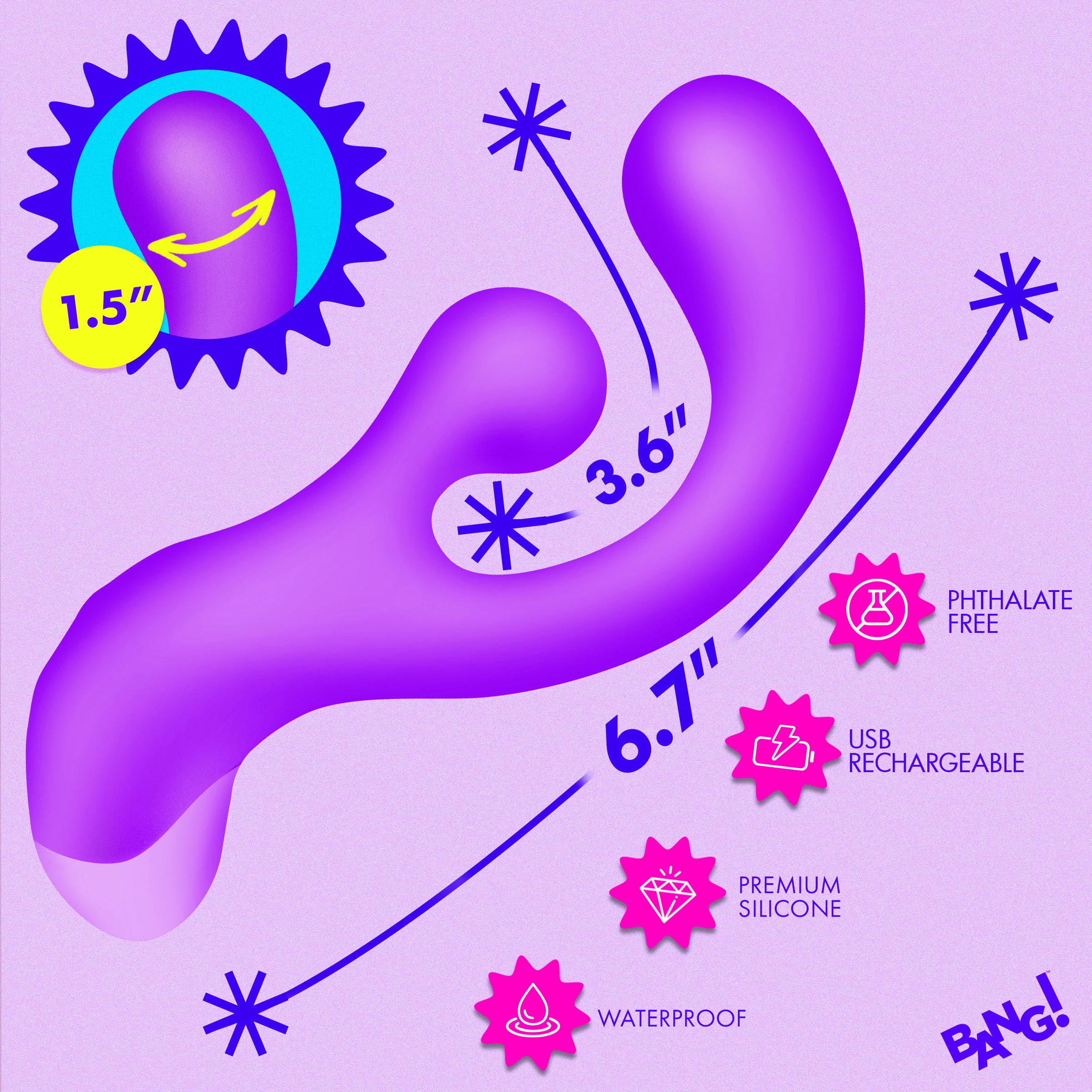 BANG! Gyro Rabbit Silicone Vibrator Purp