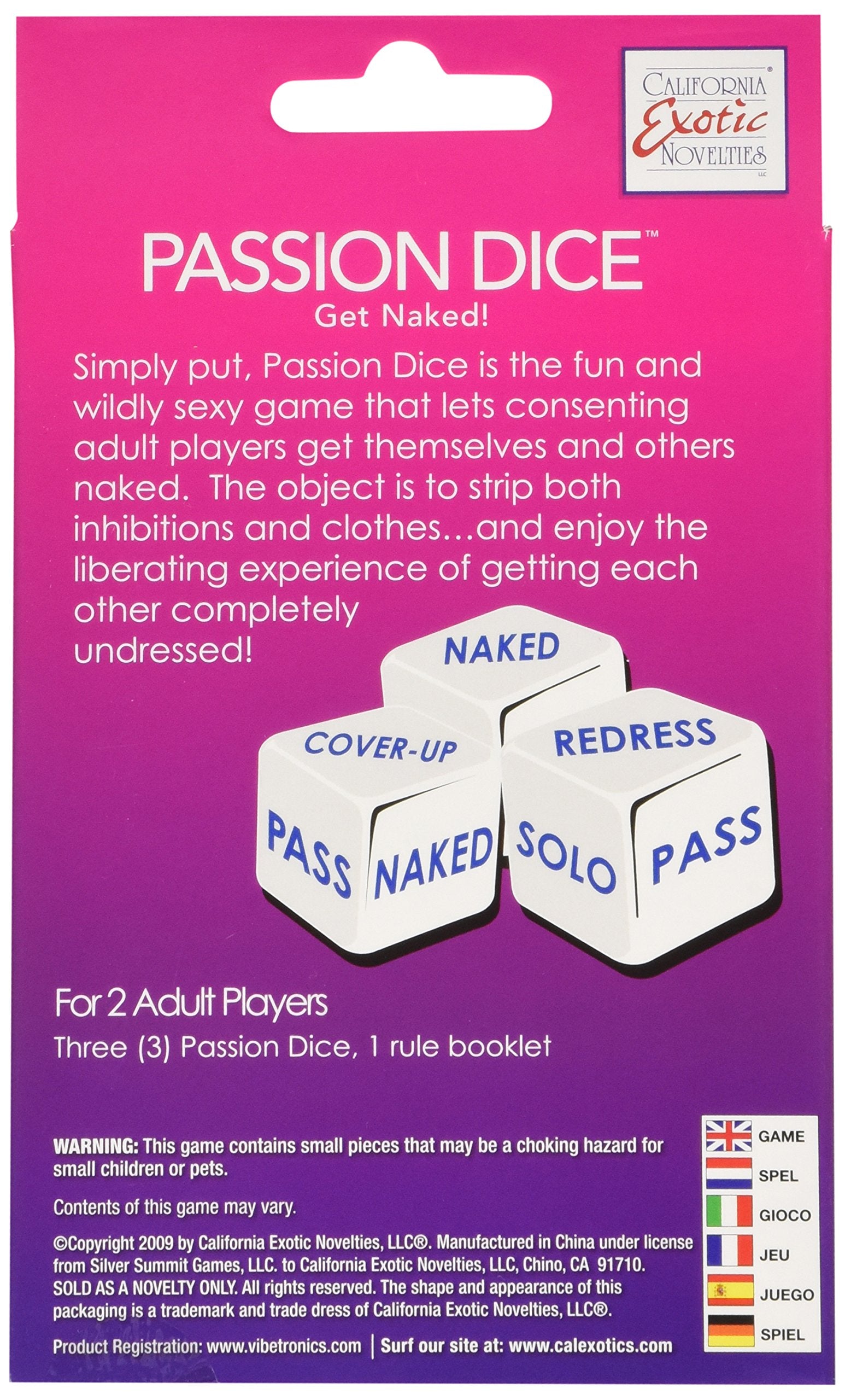 California Exotic Novelties Passion Dice Game