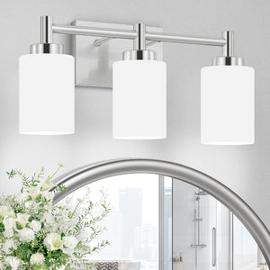 3-Light Brushed Nickel Bathroom Light Fixtures Over Mirror, Rustproof Brushed Nickel Vanity Light, Modern Bathroom Vanity Lights