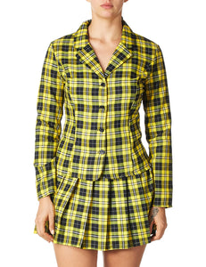 Dreamgirl Women'S Fancy Girl Yellow Plaid Clueless Iggy Schoolgirl Costume, Plaid, Large