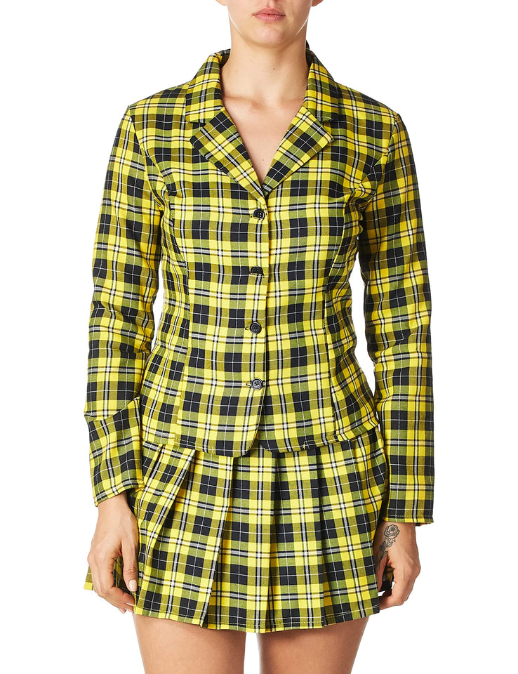 Dreamgirl Women'S Fancy Girl Yellow Plaid Clueless Iggy Schoolgirl Costume, Plaid, Large